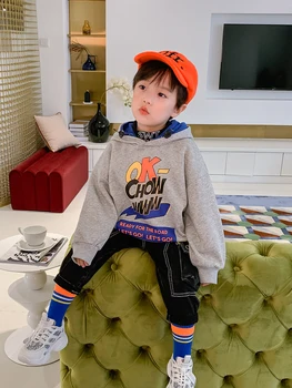 Drenge Populære Mærke Hooded Pullover Velvet Sweater 2020 Nye Efterår og Vinter Big Boy koreansk Stil Dobbelt Top Hat 29437