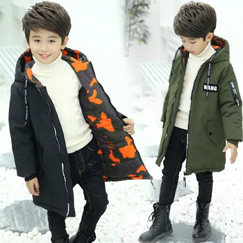 Drenge To Sider Bære Jakke Vinter jakke til Drenge Hætteklædte 2020 New Kids Camouflage Tyk Jakke Barn Varm Bomuld Polstret Jakker 0