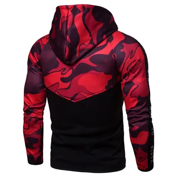Drop Shipping Trænings-og Mænds Slank Hætteklædte Camouflage Colorblock Sweatshirt 0