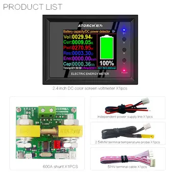 DT24P 1000V/600A IPS digital display DC-Voltmeter Amperemeter Batteri Kapacitet Tester spænding Måle detektor Meter For App 0