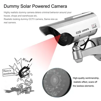 Dummy Kamera Sol Batteri Drevet Flimmer Blink LED Falske Indendørs Udendørs Overvågning, Sikkerhed Kamera Bullet CCTV Kamera 1