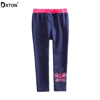 DXTON Piger Bukser Barn Bukser Butterfly Kids Leggings Applique Bomuld Bukser Til Børn Efteråret og Vinteren Piger Tøj 3