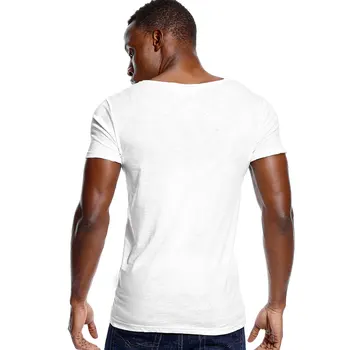 Dyb V Hals Slim Fit kortærmet T-Shirt til Mænd Low Cut Strække Vee Top, t-Shirts Mode Mandlige Tshirt Usynlige Afslappet Sommer 1