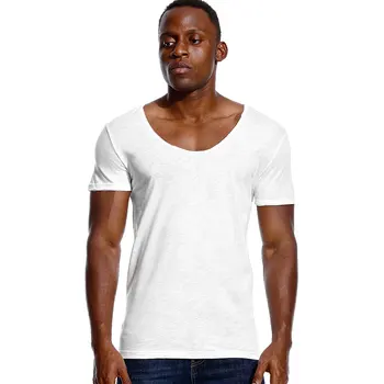 Dyb V Hals Slim Fit kortærmet T-Shirt til Mænd Low Cut Strække Vee Top, t-Shirts Mode Mandlige Tshirt Usynlige Afslappet Sommer 5