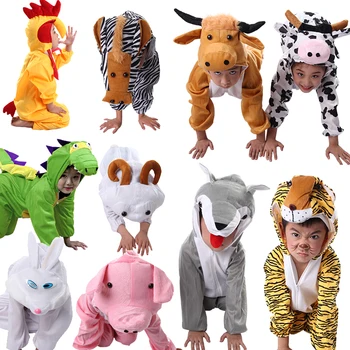 Dyr Cosplay Kostumer Gris, Elefant Ko Ulv, ræv, kanin Dinosaur Tiger Hest Børn Gave Buksedragt 4