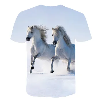 Dyr Hest 3D-Print Harajuku T-Shirt Børn, Baby Mode Afslappet kortærmet Drenge t-Shirts Toppe Streetwear Barn t shirt Tøj 2