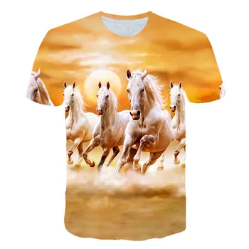 Dyr Hest 3D-Print Harajuku T-Shirt Børn, Baby Mode Afslappet kortærmet Drenge t-Shirts Toppe Streetwear Barn t shirt Tøj 3
