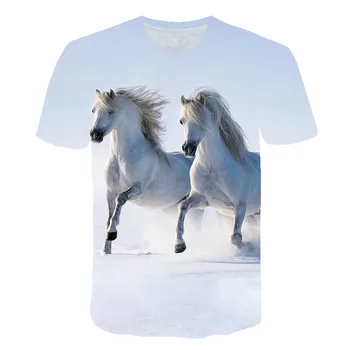 Dyr Hest 3D-Print Harajuku T-Shirt Børn, Baby Mode Afslappet kortærmet Drenge t-Shirts Toppe Streetwear Barn t shirt Tøj 5