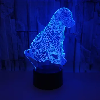 Dyr Hund 3d Nightlight Farverig Touch-led-Lampe Gave Brugerdefinerede Atmosfære 3d-lamper Led-Lampe til børneværelset 3