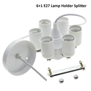 E26 E27 LED vækst Lys Vedhæng loftmontering 3+1 6+1 Bøjelig Roterbar Lampe Base Holder Stik Adapter w/t 90 cm 2-core ledning 3