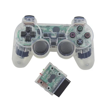 EastVita Gennemsigtig Farve Trådløse Controller 2,4 G analog Vibrationer Gamepad Controller til Playstation 2 PS2 Joysticket 4