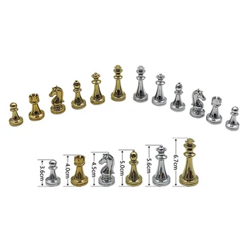 Easytoday Metal Blankt guld og Sølv skakbrikker i Massivt Træ Foldning skakbræt Høj Kvalitet Professionel Skak Sæt 5