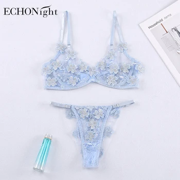 Echonight Applique Kvinders Undertøj Gennemsigtigt Undertøj Sæt Bøjle Bh-Sæt Erotisk Lingeri Lace Undertøj Til Kvinder