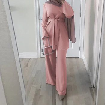Eid Mubarak Dubai Abaya Tyrkiet Muslimske Mode Hijab Kjole Sæt Islam Tøj Abayas For Kvinder Musulman Ensembler De Tilstand 1