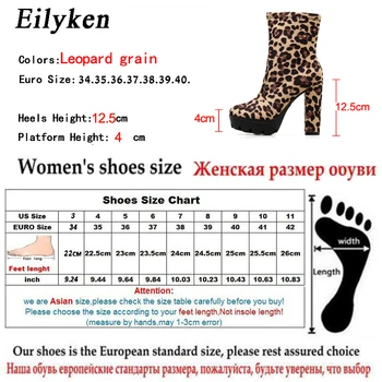 Eilyken Mode Leopard Ankle Støvler Til Kvinder Tykke Hæle Efterår Og Vinter Strømmer Platform Sko Høje Hæle Lynlås Damer Støvler 3