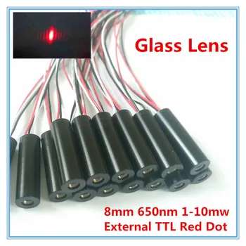 Eksterne TTL 8mm 650nm 1mW 5mW 10mW Glas linse Red Dot Laser Modul Industriel Kvalitet APC Driver 8540