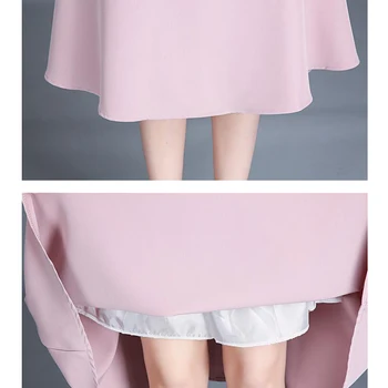 Elegant Kontor Nederdele Dame Sort Pink Kaki Abrikos Damer Midi-Nederdel Med Bælte Foring Jupe Femme Højtaljede A-linje Saias 0