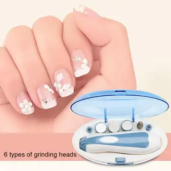 Elektrisk Fil Manicure Maskine Sat Slibning Montering Omfatter Callus Remover Nail Buffer Poler Med Rejse Sag 6stk Bits 1