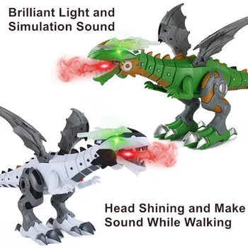 Elektrisk Gå-Spray Dinosaur Robot Stort Format Legetøj Med Lys, Lyd, Mekaniske Dinosaurer Model Legetøj Til Børn Drenge 0
