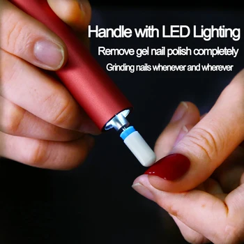 Elektrisk LED Negle Bore Pen Mini Manicure Maskine Bit Sæt Diamant Fræser Fjerner Gel Lak Søm Slibning Bands Værktøjer 1