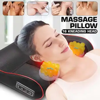 Elektrisk Massage Pude Hals Skulder Krop Infrarød Varme Shiatsu Massageapparat Enhed Livmoderhalskræft Sund Afslapning Massageador 4