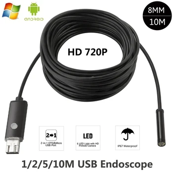 Endoskop 8mm USB Endoskop Android-5M-10M OTG PC USB-Endoscopio Mini-inspektionskamera 720P Inspektion Vandtæt Telefon Kamera 5