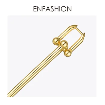ENFASHION Geometriske U-Form Drop Øreringe Til Kvinder Tilbehør Guld Farve Minimalistisk Lang Dingle Earings Mode Smykker E1134 3
