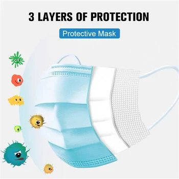 Engangs-Maske-Ansigt Masker Anti Dust 3 Lag Filter Ørekrog Ikke-Vævet Støvtæt Munden Maske FPP2 12-24 Timer Forsendelse 3