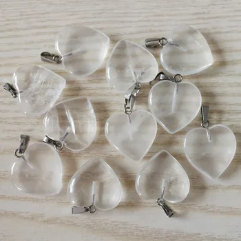 Engros-20mm naturlig krystal sten vedhæng, charms kærlighed hjerte vedhæng 20mm for smykker at gøre 12pcs/masse Gratis fragt 0