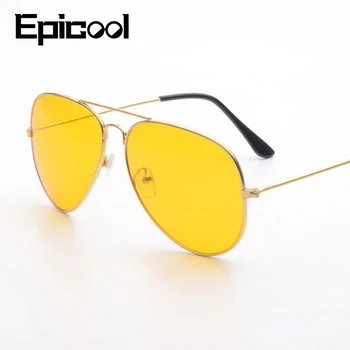Epicool Klassiske Pilot Night Vision Solbriller Kvinder aluminium Stel Sol briller Forhindre Blænding Gennemsigtig Linse Solbriller 12846