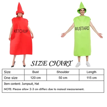 Eraspooky Carnival Part Sjove Ketchup Sennep Cosplay Halloween Kostume Til Voksne Kvinder Julefrokost Par Fancy Kjole 0