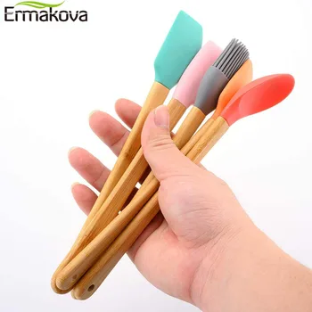 ERMAKOVA 5 Pc ' er, Mini-Silicone Spatel Silikone Ske Bage Pensel med Sund Eg Håndtag til Madlavning og Bagning Køkkengrej Sæt 5