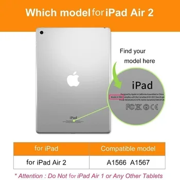Etui til Ipad Air 2 A1566 A1567 Stødsikkert Anti-Ridse Slim Fit Tablet Cover til Apple Ipad, Air 2 Beskyttende Funda Tilfælde 14233