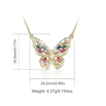 EUDORA guld sølv farve Sommerfugl Vedhæng halskæder Krystal Birthstone Butterfly kæde Halskæde Til kvinder fødselsdag bedste Gave 3460