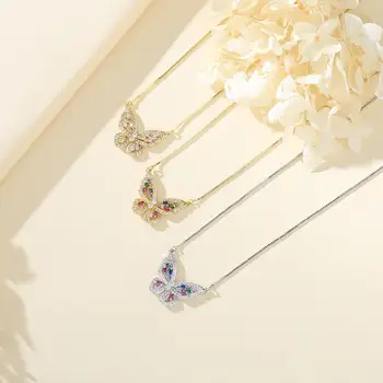 EUDORA guld sølv farve Sommerfugl Vedhæng halskæder Krystal Birthstone Butterfly kæde Halskæde Til kvinder fødselsdag bedste Gave 3