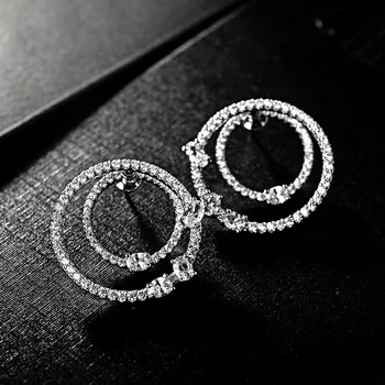 Europa nyt design stud øreringe til kvinder brincos to cirkel med sten AAA cubic zironia mode smykker party gave 2