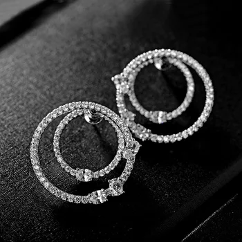 Europa nyt design stud øreringe til kvinder brincos to cirkel med sten AAA cubic zironia mode smykker party gave 3