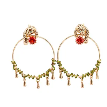 Europæiske og Amerikanske stil søde mode cheetah serie smykker hot salg ædelsten forgyldt s925 sølv øreringe til damer 2014