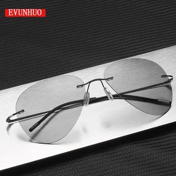 EVUNHUO Ægte Titanium Fotokromisk Solbriller Herre Aviation Polariseret UV400 Kørsel Sol Briller, Beskyttelsesbriller Kvinder 4241