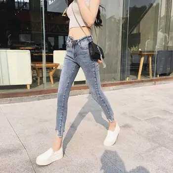 Fa301 2019 nye efterår og vinter kvinder mode afslappet Denim Bukser, kvinders jeans højtaljede jeans, tynde 4