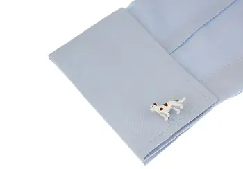 Fabrikken Pris Detail Mode Kobber Materiale Hvid Plettet Hund Stil Cuff Links 2