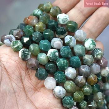 Facetteret Indiske Agater natursten Løse Afstandsstykker Perler DIY Charms Armbånd Tilbehør til smykkefremstilling 15