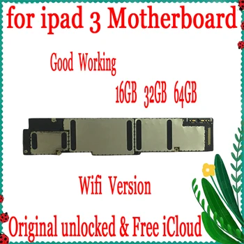Factory Unlocked til ipad 3 Bundkort , Oprindelige Wifi Version&Wifi+3G Versionfor ipad 3 Logik board16G 32G 64G,Gratis iCloud 1