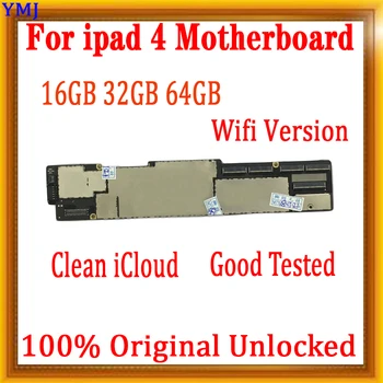 Factory unlocked til ipad 4 Wifi version Bundkort, oprindelige Wifi /3G SIM-Cellulære Version til ipad 4 Logic board 16gb 32 0