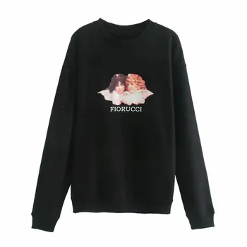 Falder 2020 Harajuku Print Kvinder Sweatshirt Cropped Top Sød langærmet crewneck Oversize Trøjer Vinter koreanske Hoodie Tøj 0