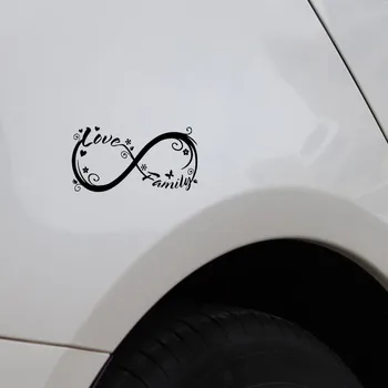 Familien Elsker Evige Symbol Sticker i Høj Kvalitet Bil, vinduesdekoration Personlighed Pvc Vandtæt Decal Sort/hvid 17cm*9cm 415