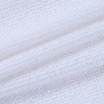 FANTOYE Hvid langærmet Basic T-shirt Kvinder Efterår Mode Ribbet Bodycon Crop Tops Solid O-Hals Kort Tees Streetwear 2020 1