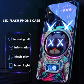Farverige Ringe Lys, Led-Blitz Phone Case For iPhone 11 12 Pro Max 6 7 8 Xs Plus Max antal Xr-X SE 2020 11 Tilfælde Kreative Lysende Coque 5