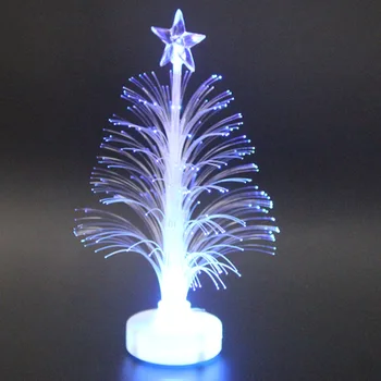 Farvet Fiberoptiske LED-Light-up-Mini juletræ med topstjerne batteridrevne KNUS-Tilbud 4