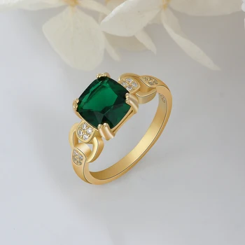 Fashion Green Square Cubic Zirconia Ringe til Kvinder Vintage Kvindelige Ring Smykker til Kvinder, Damer 0